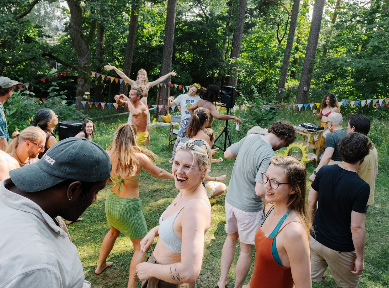 Dancing on the grass among the trees