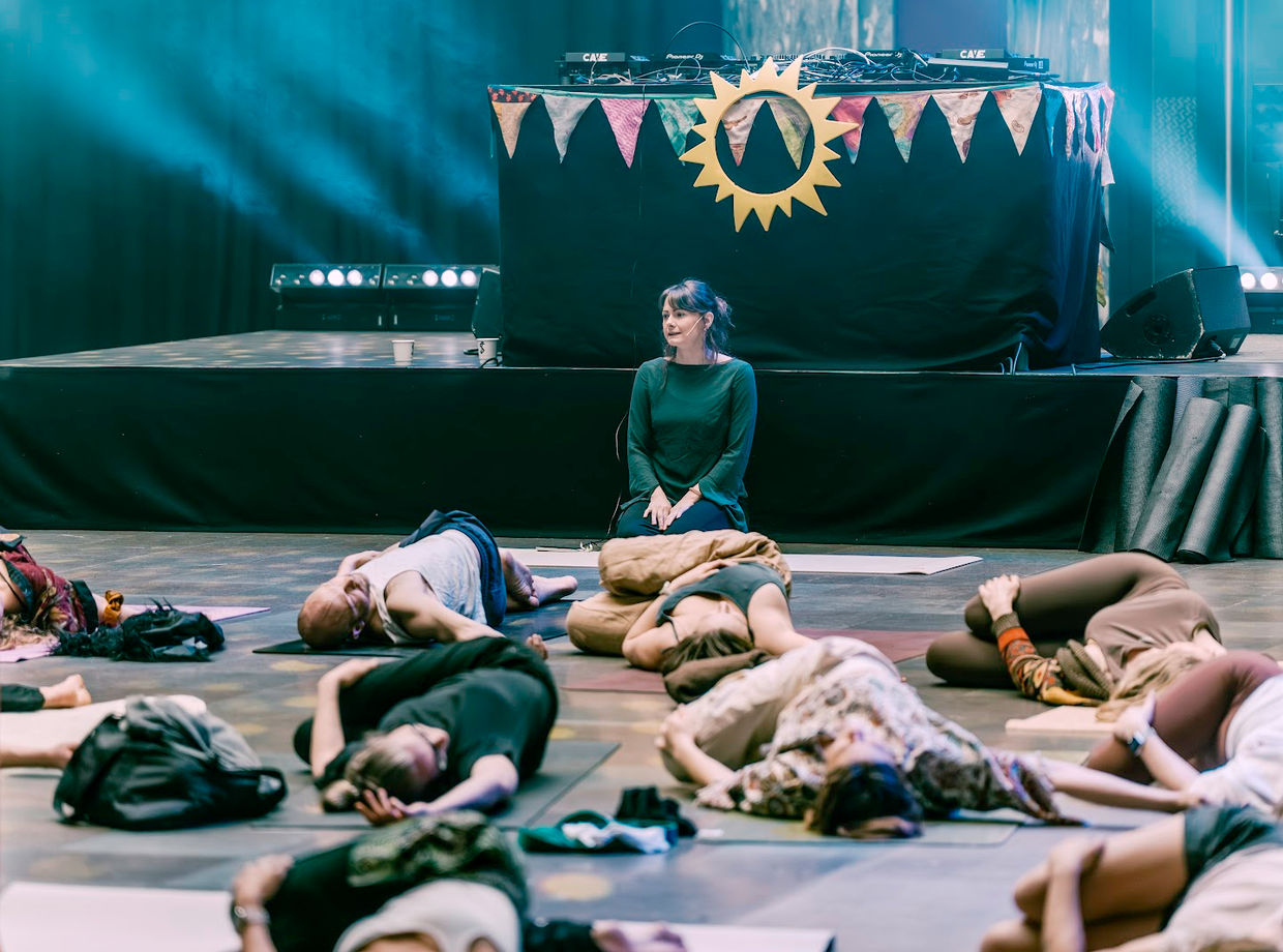 Everyone resting on the floor at the end