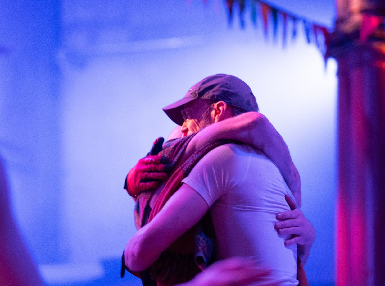 A hug in the blue light