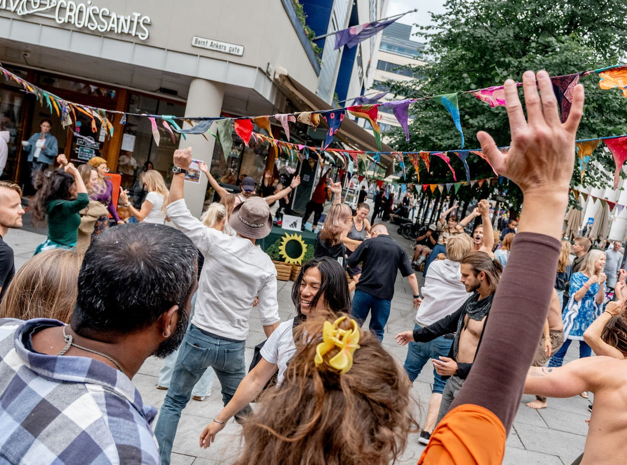 Hands raised in the street