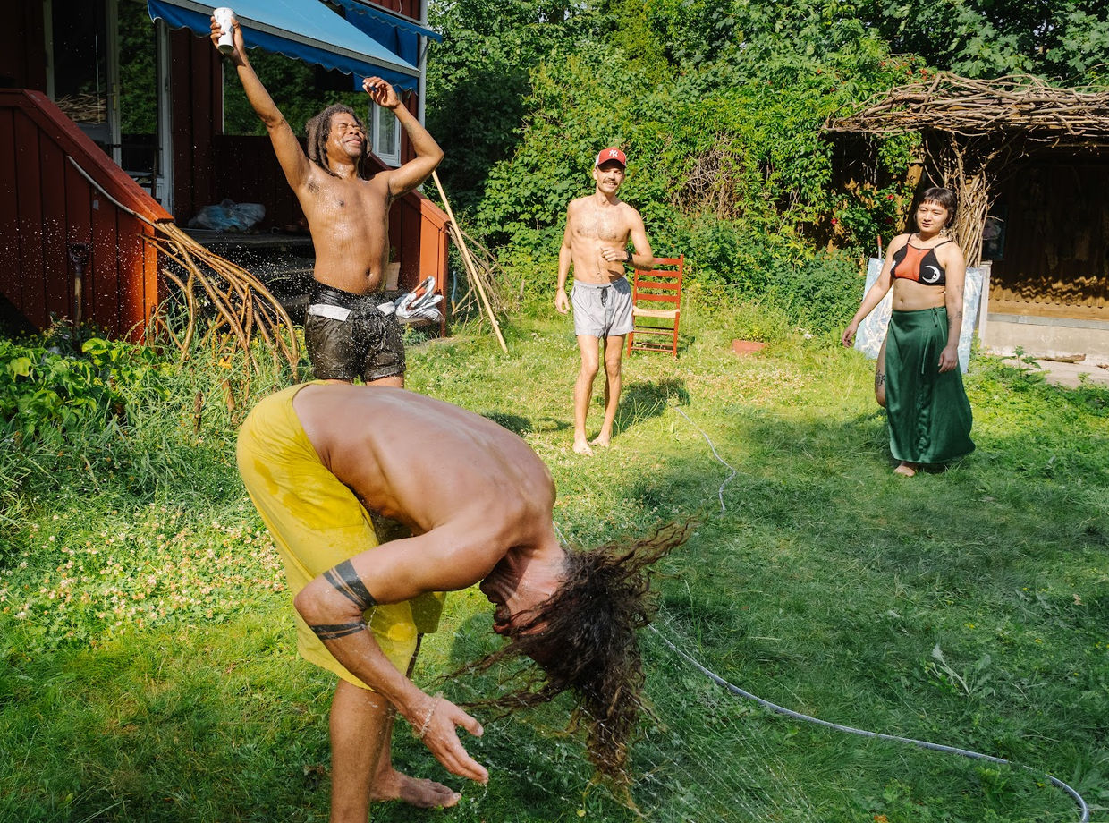 Dancers in the green garden