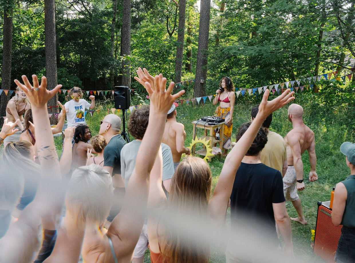 Hands in the air in the garden